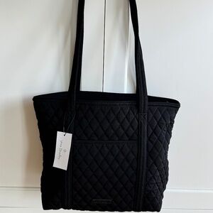 Vera Bradley Small Vera Tote Bag Classic Black Microfiber New with Tags